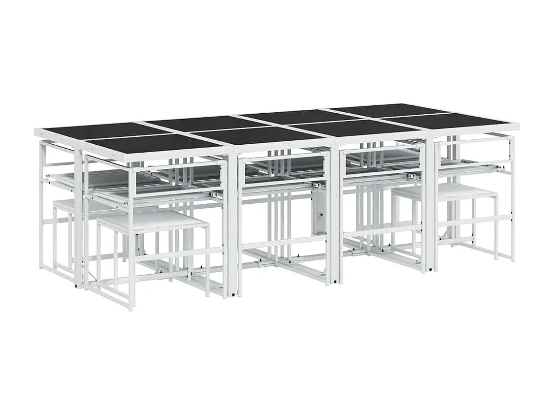 Ensemble à manger de jardin avec coussins 13pcs blanc textilène