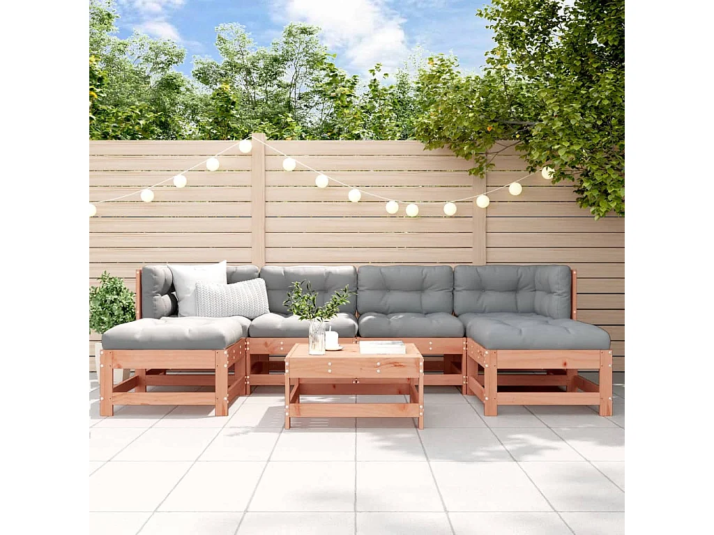 7-tlg. Garten-Lounge-Set Massivholz Douglasie