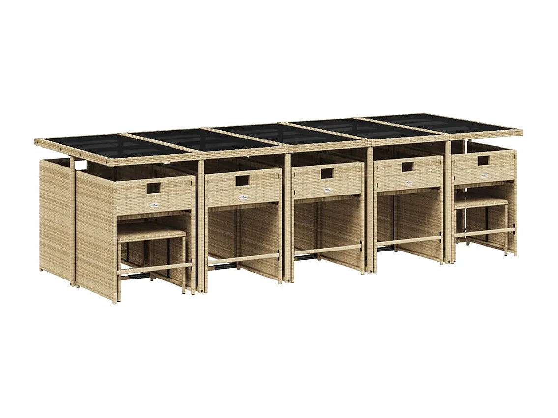 Ensemble à manger de jardin et coussins 15 pcs mélange beige