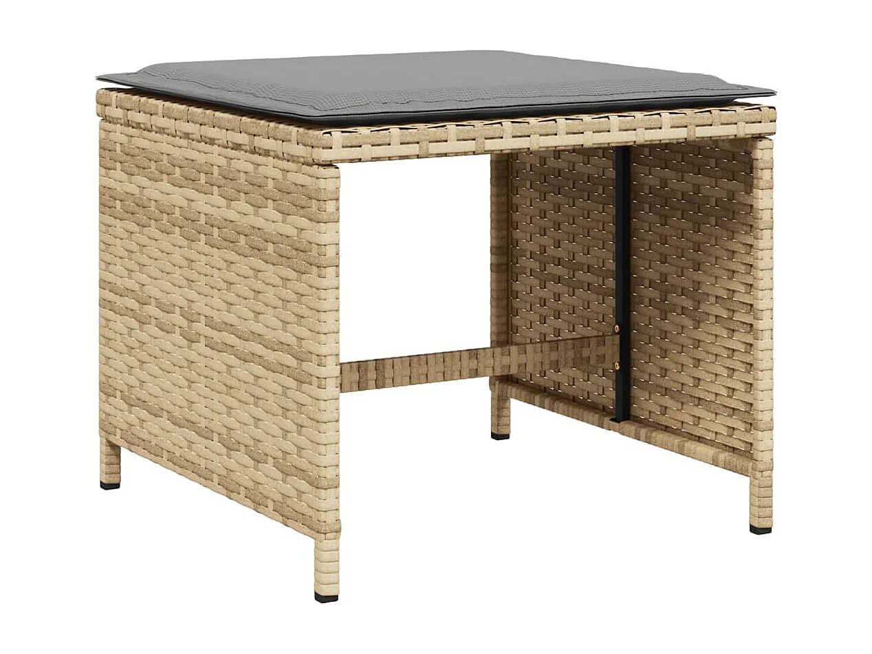 Ensemble à manger de jardin et coussins 15 pcs mélange beige