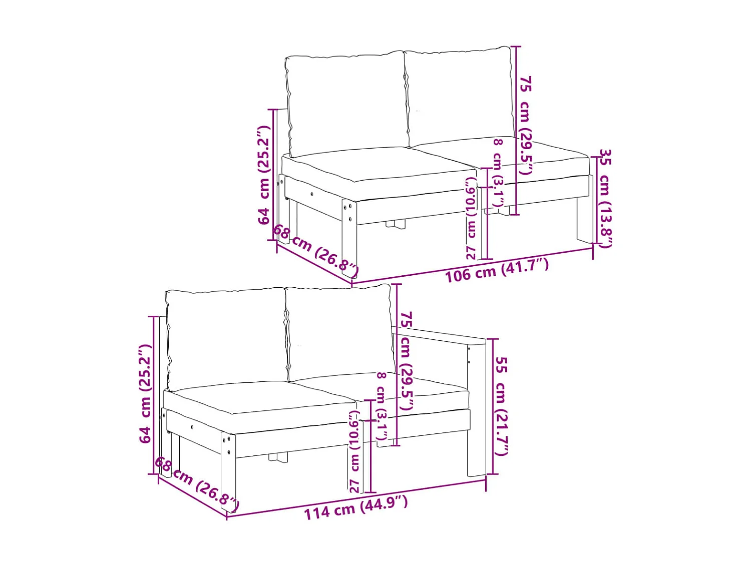 Salon de jardin avec coussins 5 pcs Bois d'acacia solide