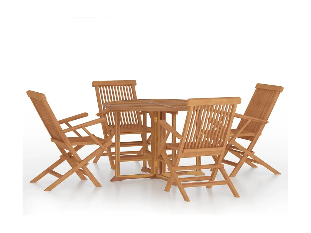 5 pcs conjunto jantar dobrável p/ exterior madeira teca maciça