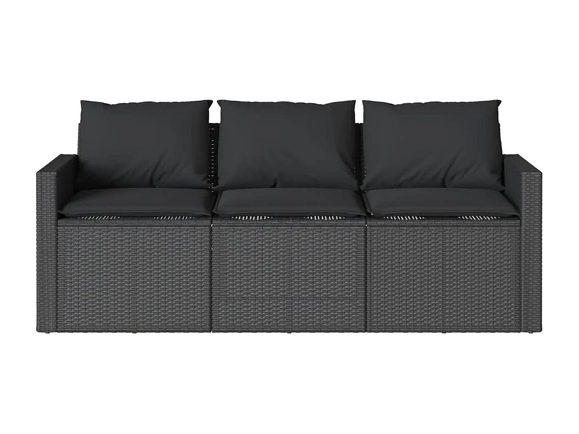 Ensemble à manger de jardin coussins 2pcs noir résine tressée