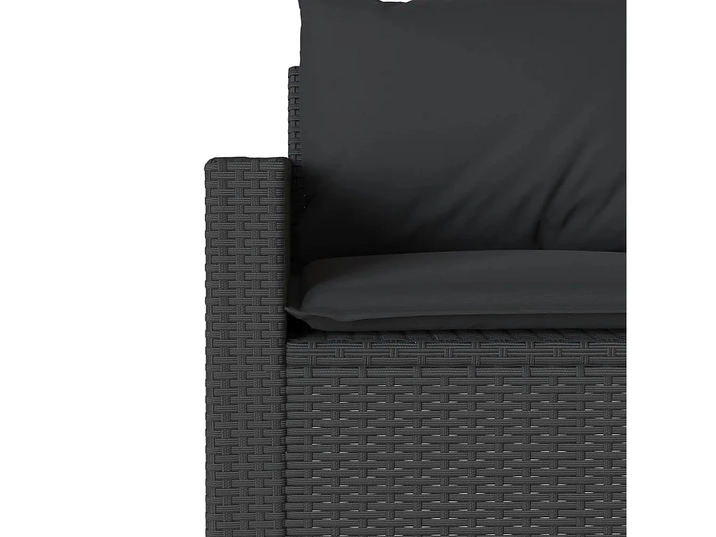 Ensemble à manger de jardin coussins 2pcs noir résine tressée