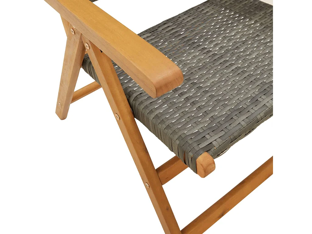 Ensemble à manger de jardin 7 pcs gris rotin et bois massif