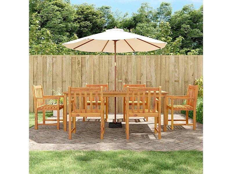 Ensemble à manger de jardin 7 pcs Bois d'acacia solide