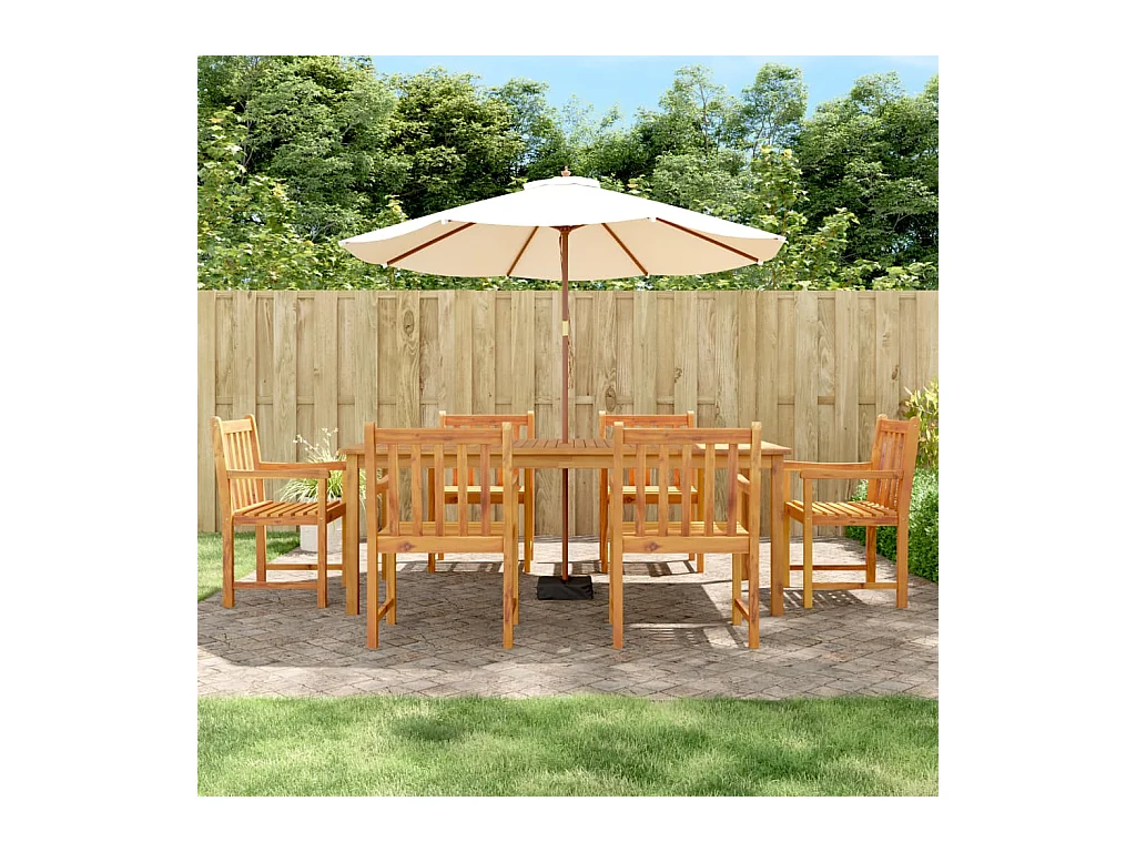 Set da Pranzo da Giardino 7 pz in Legno Massello di Acacia