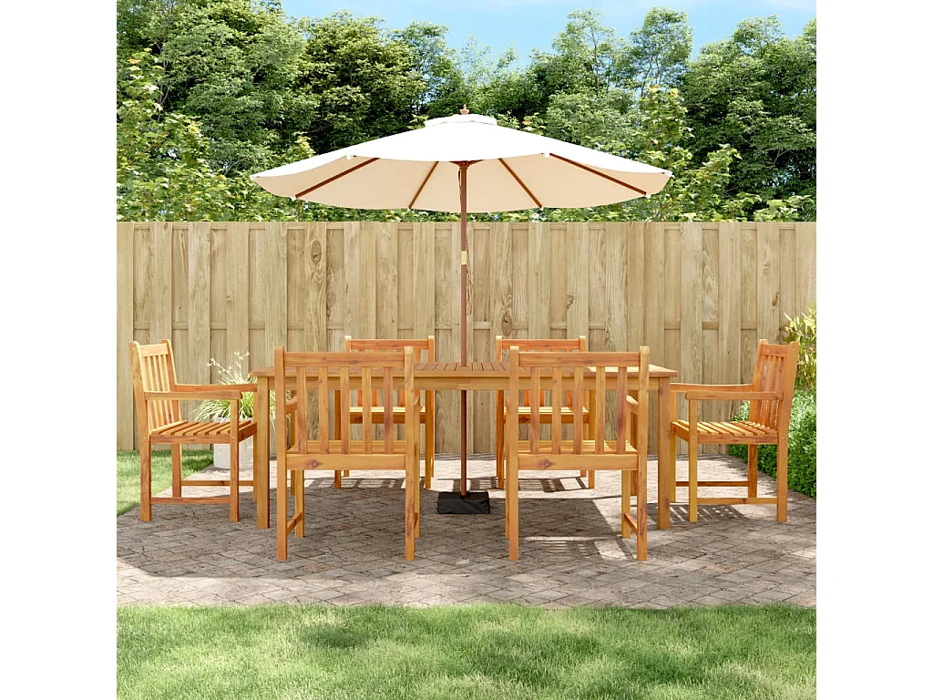 Ensemble à manger de jardin 7 pcs Bois d'acacia solide