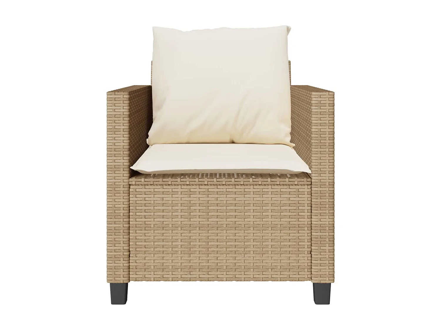 Ensemble de bistro 3 pcs avec coussins beige résine tressée