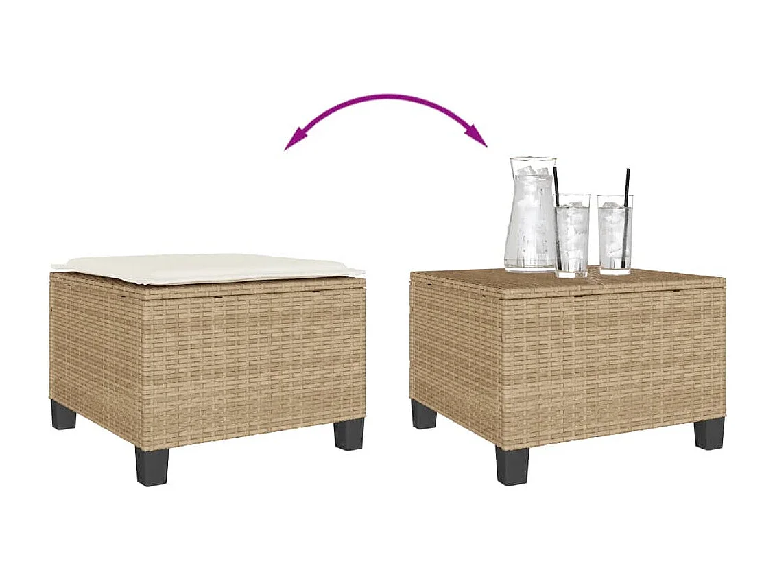 Ensemble de bistro 3 pcs avec coussins beige résine tressée