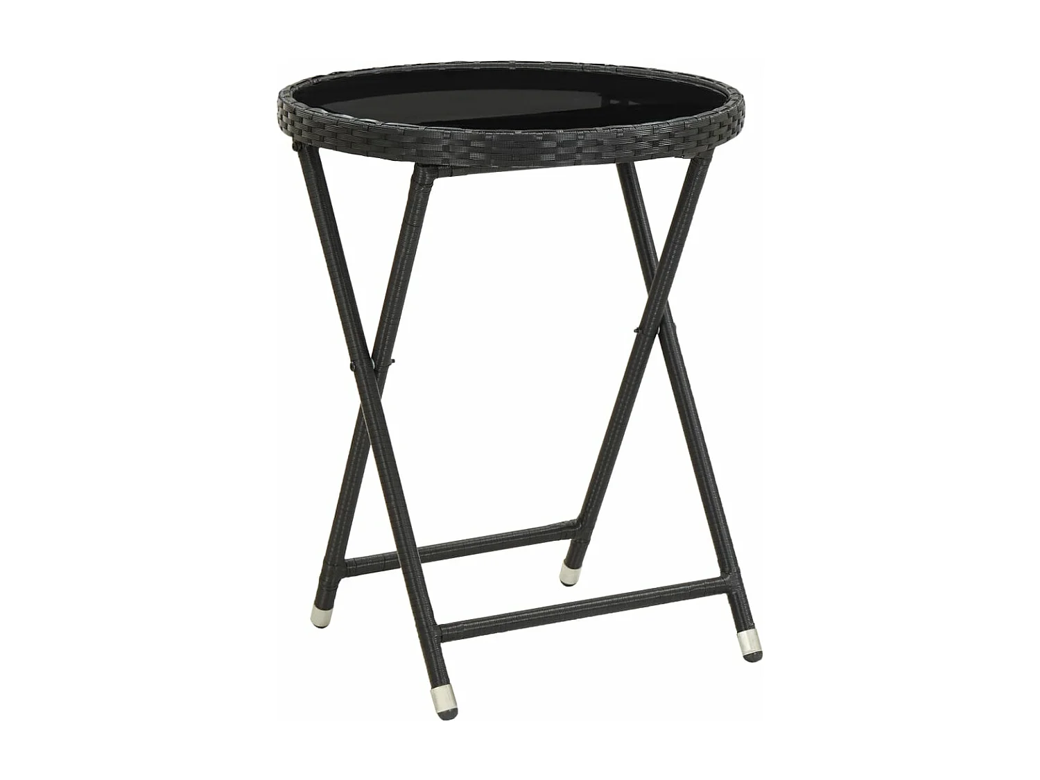 3 pcs conjunto de bistrô com almofadões vime PE/vidro preto