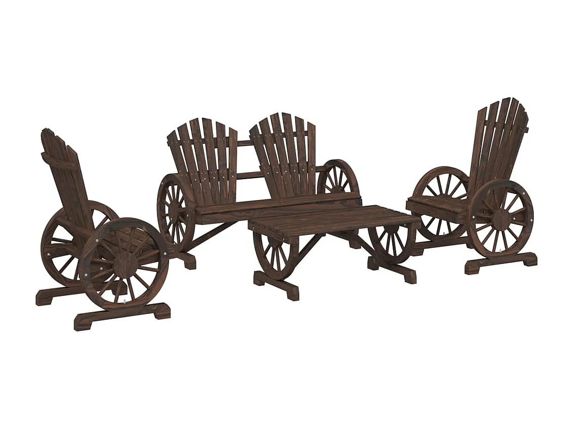 Set Salotto da Giardino 4 pz in Legno Massello di Abete