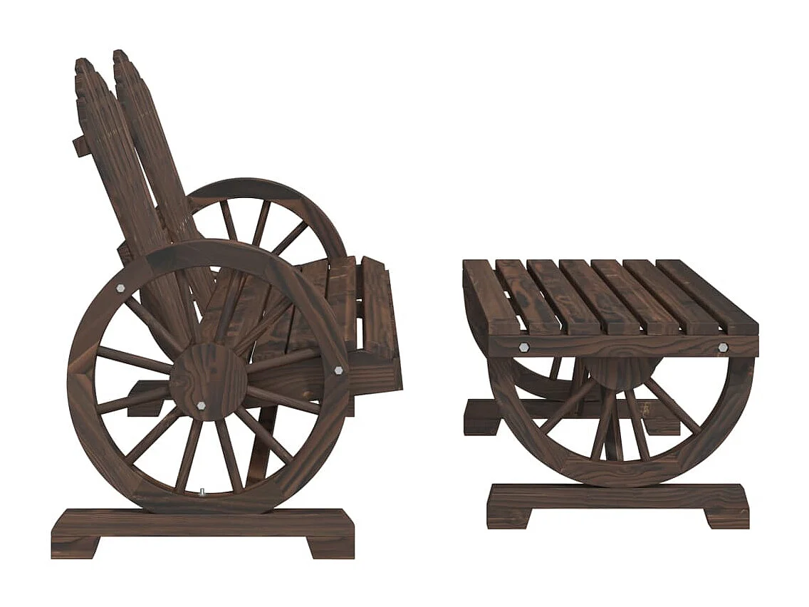 Set Salotto da Giardino 4 pz in Legno Massello di Abete