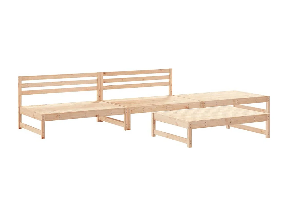 Juego de muebles de jardín 4 piezas madera maciza de pino