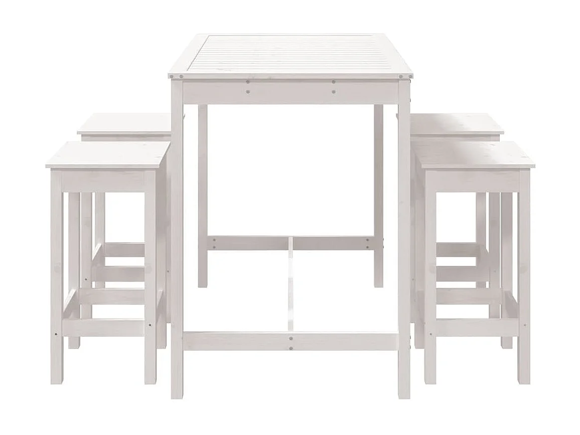 Ensemble de bar de jardin 5 pcs blanc bois massif de pin