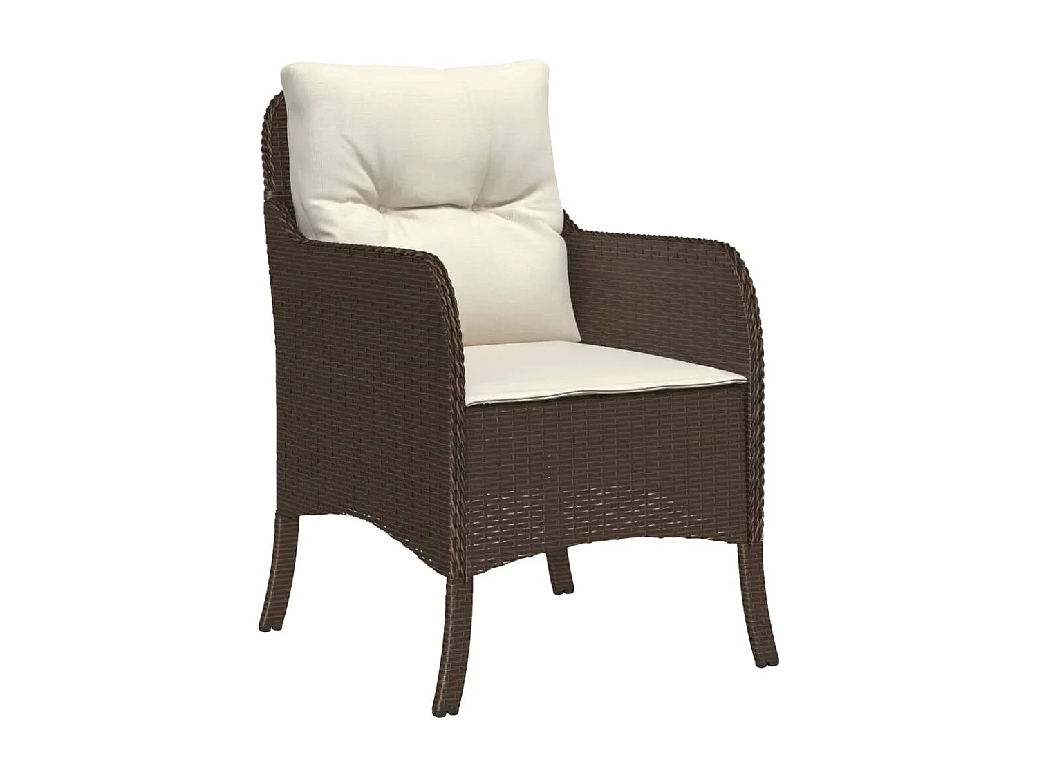 3 pcs conjunto jantar p/ jardim c/ almofadões vime PE castanho