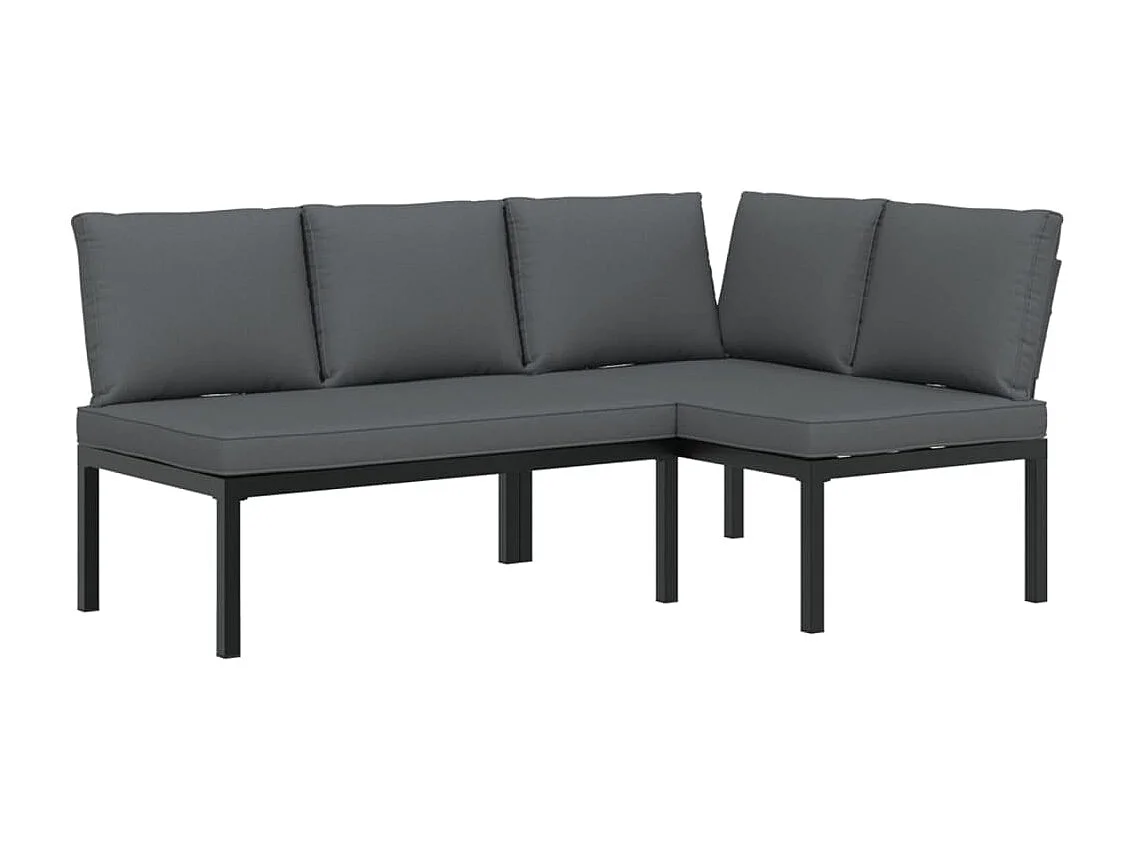 Salon de jardin 2 pcs avec coussins noir aluminium