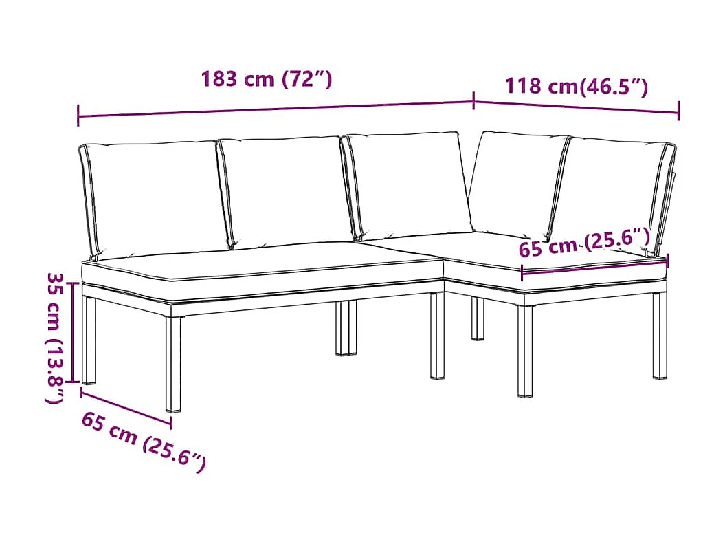 Salon de jardin 2 pcs avec coussins noir aluminium