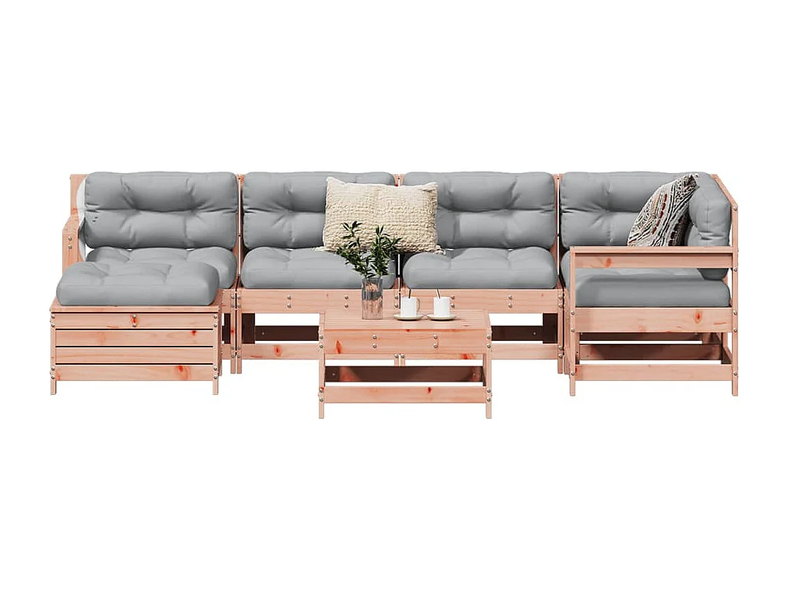 7 pcs conjunto sofás jardim madeira abeto-de-douglas