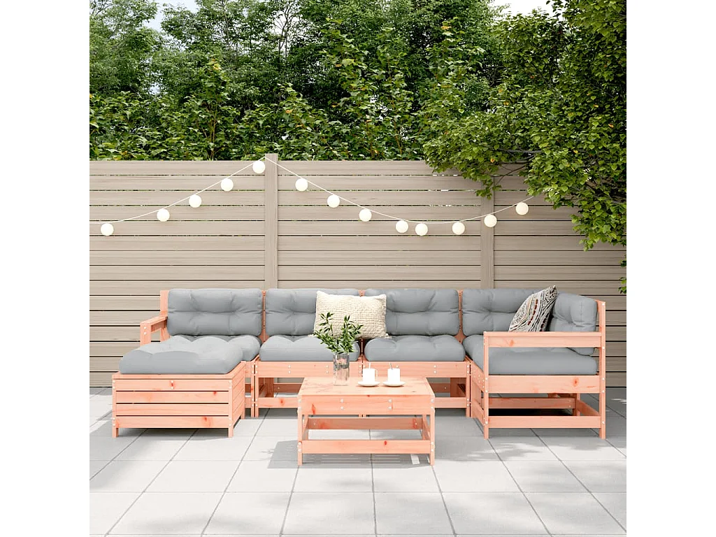 7 pcs conjunto sofás jardim madeira abeto-de-douglas