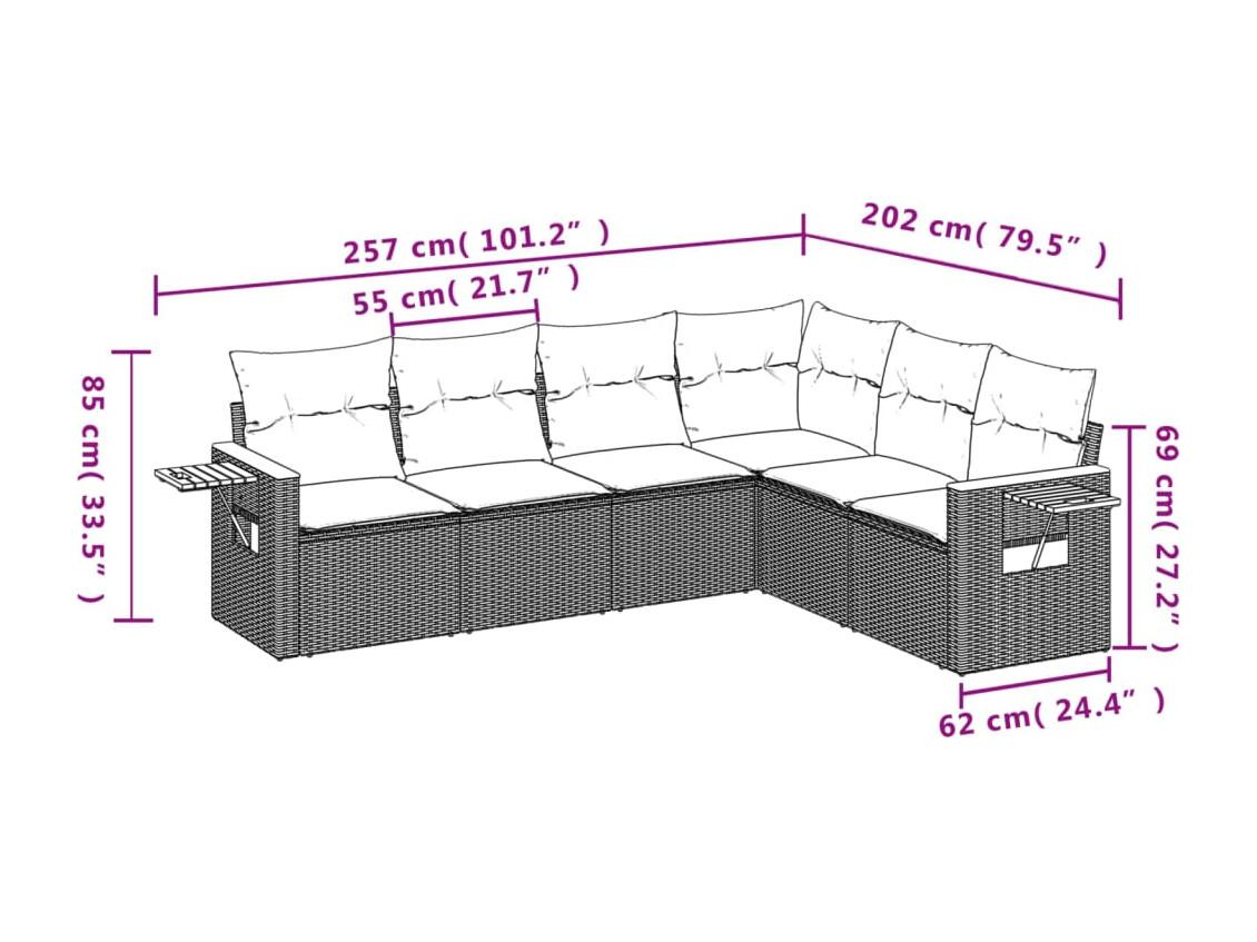 Salon De Jardin Avec Coussins Pcs Beige R Sine Tress E