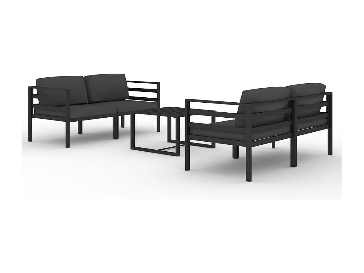 Set Divani da Giardino 5 pz con Cuscini in Alluminio Antracite