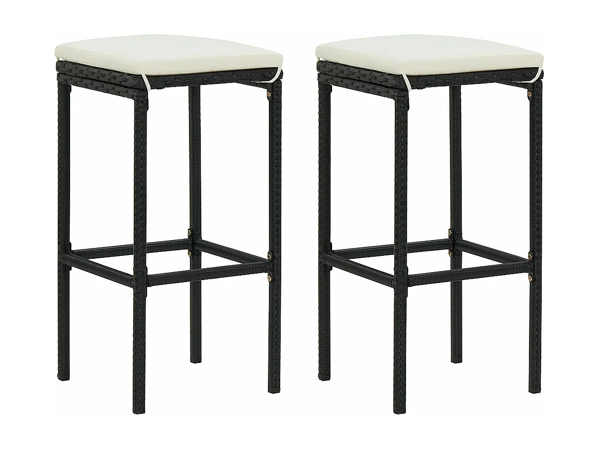 Set Bar da Giardino 3 pz con Cuscini in Polyrattan Nero