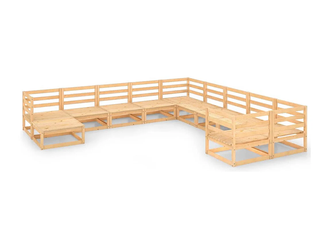 11-tlg. Garten-Lounge-Set Massivholz Kiefer
