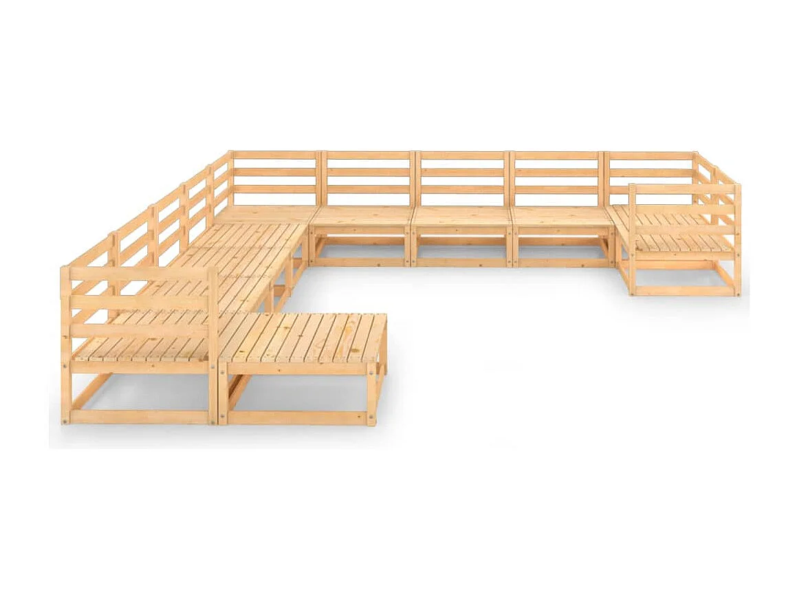 11-tlg. Garten-Lounge-Set Massivholz Kiefer