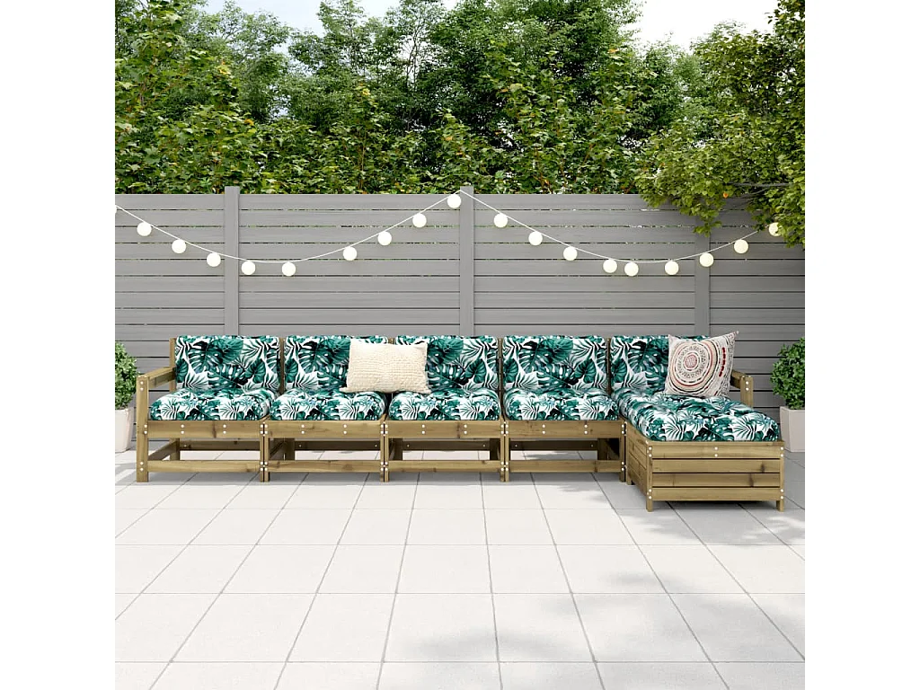 Salon de jardin 6 pcs bois de pin imprégné