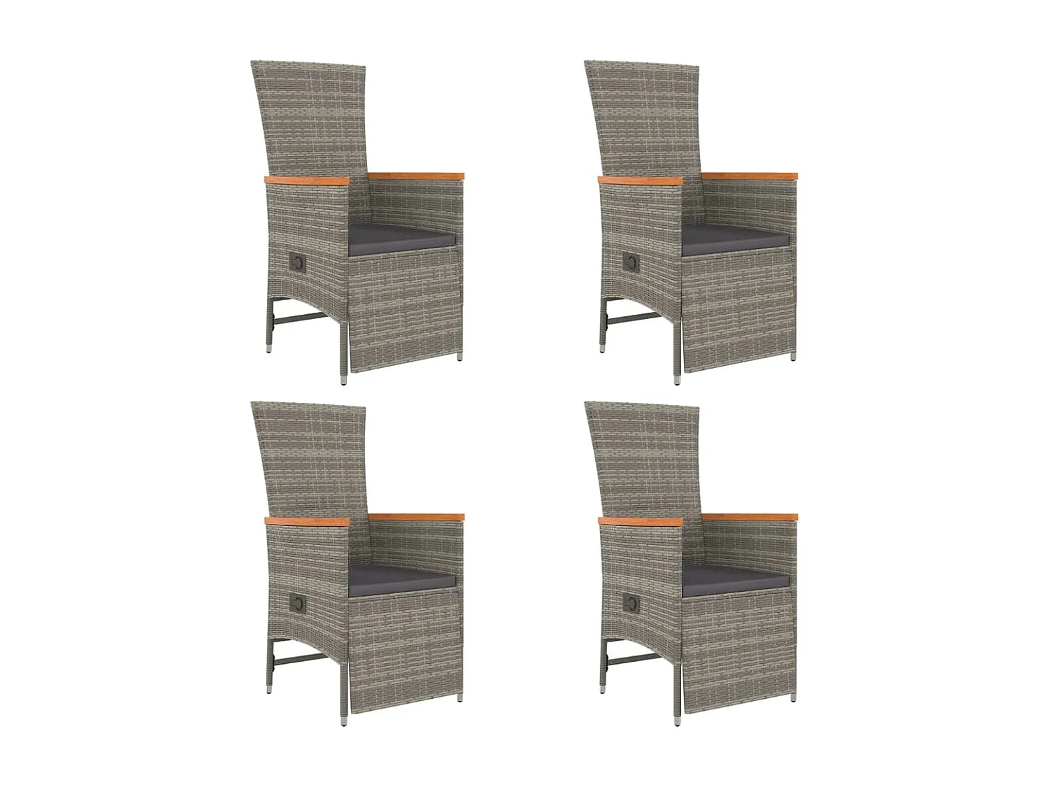 5 pcs conjunto de jantar p/ jardim c/ almofadões vime PE cinza