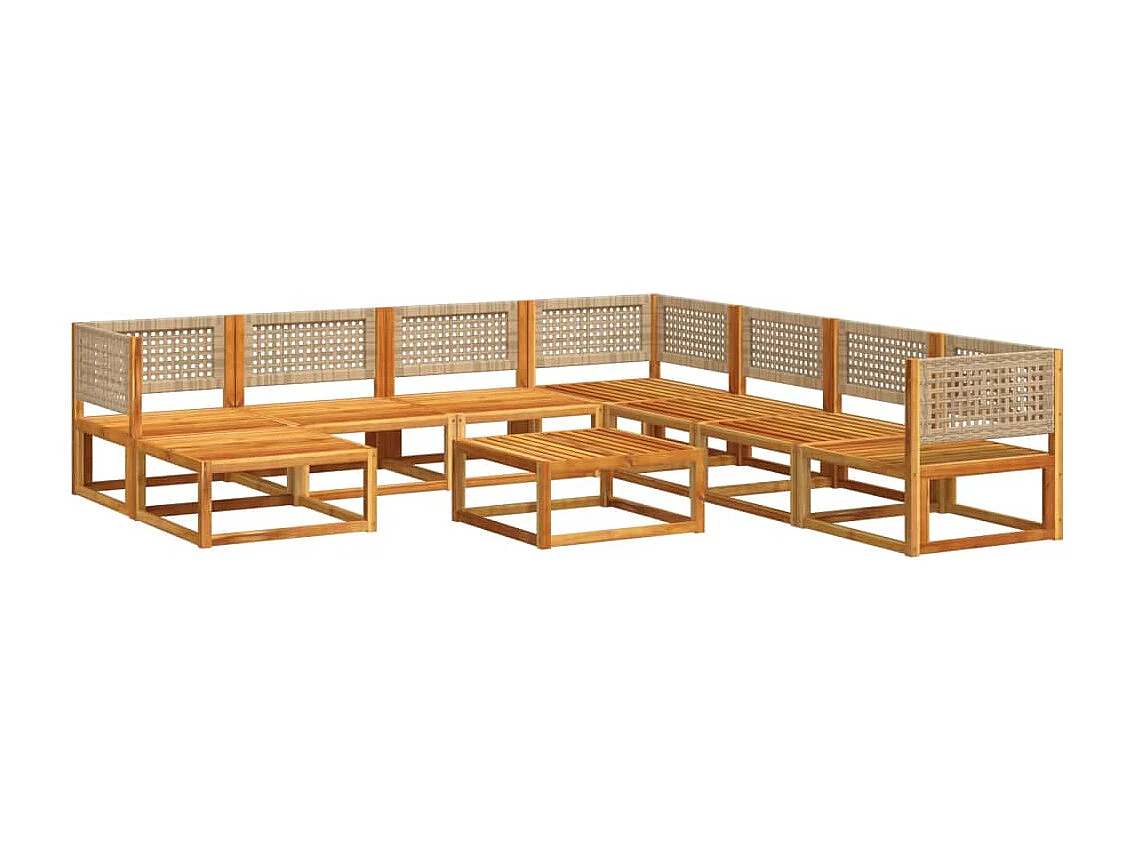 9 pcs conjunto de sofás de jardim com almofadões acácia maciça
