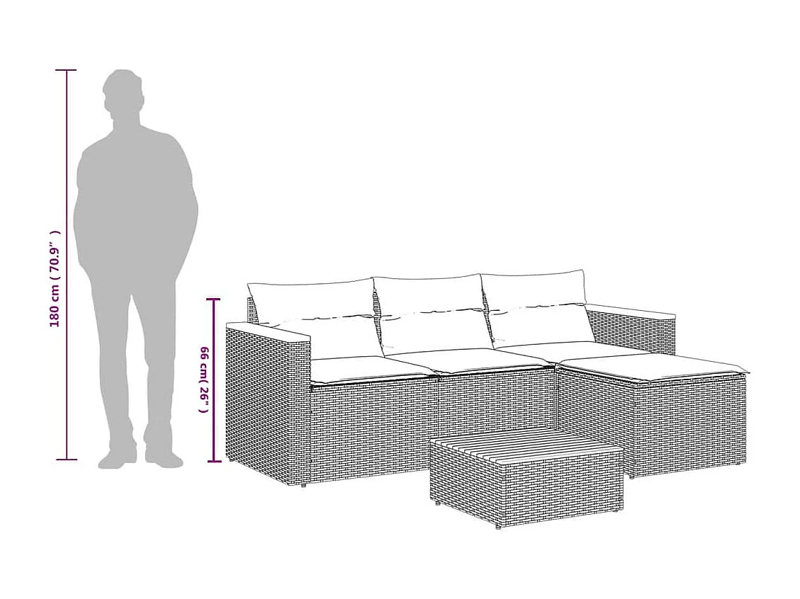 3-tlg. Garten-Sofagarnitur mit Kissen Grau Poly Rattan