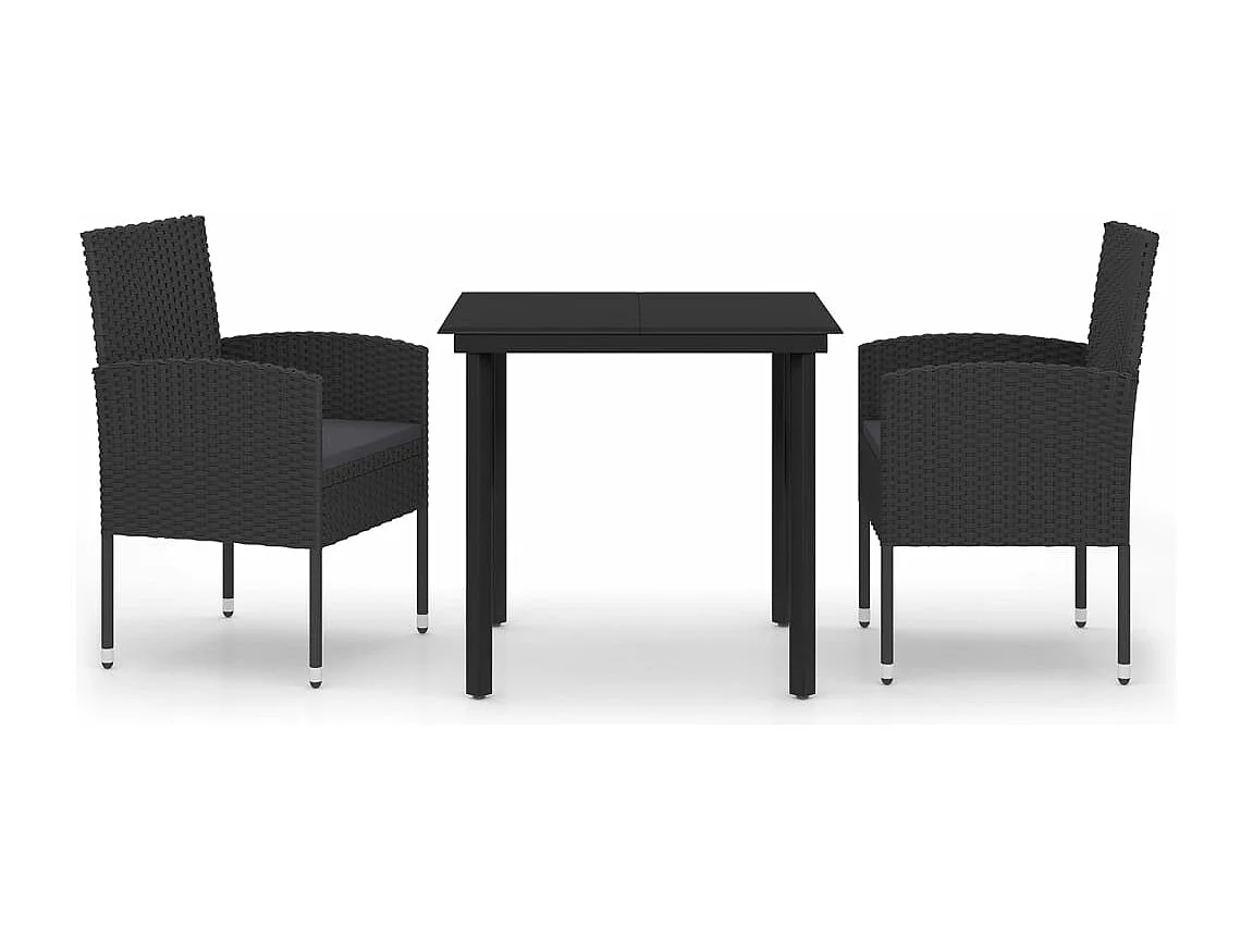 3-tlg. Garten-Essgruppe Schwarz