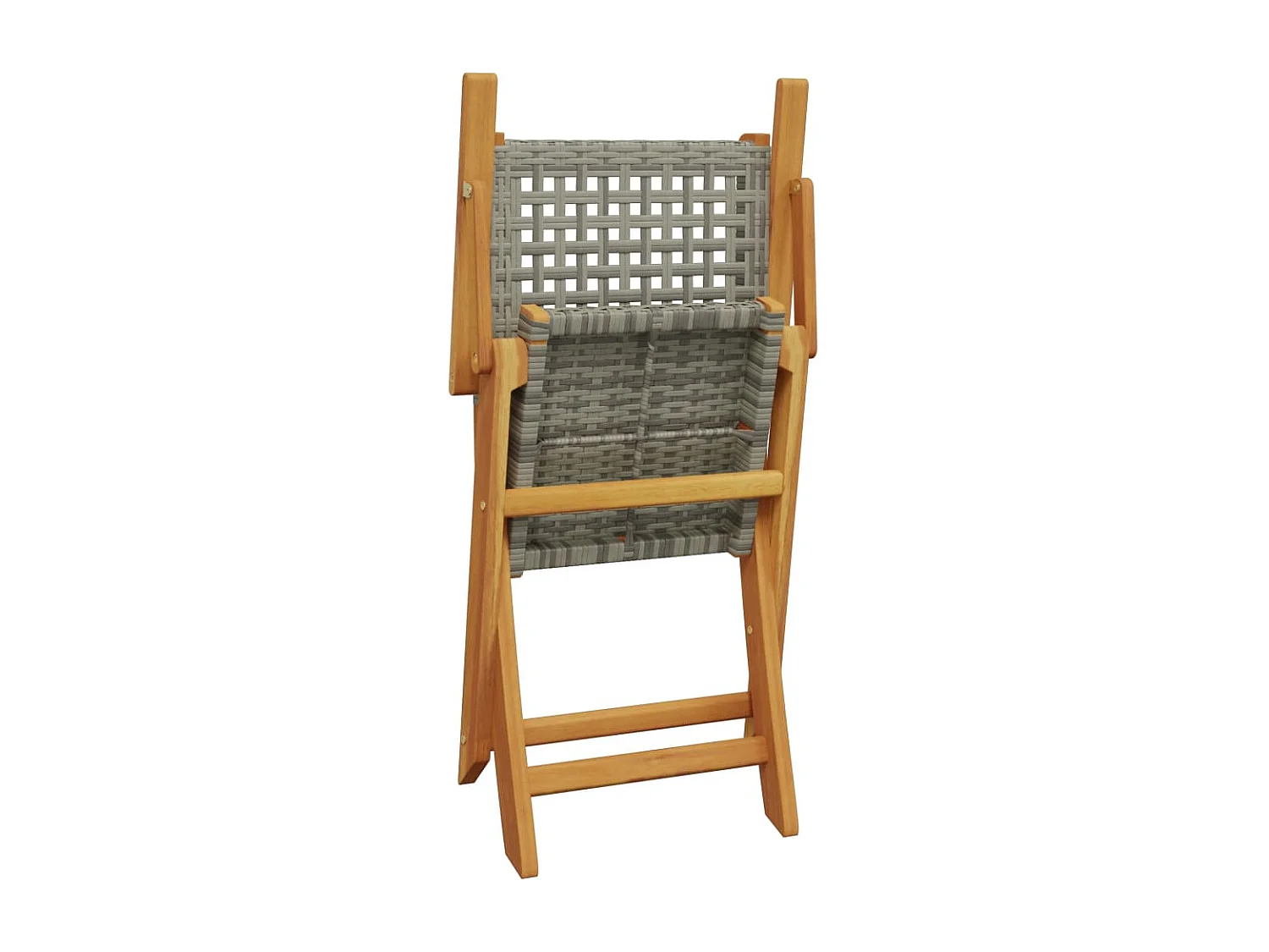 Juego de bistro de 3 piezas ratán PE y madera maciza gris