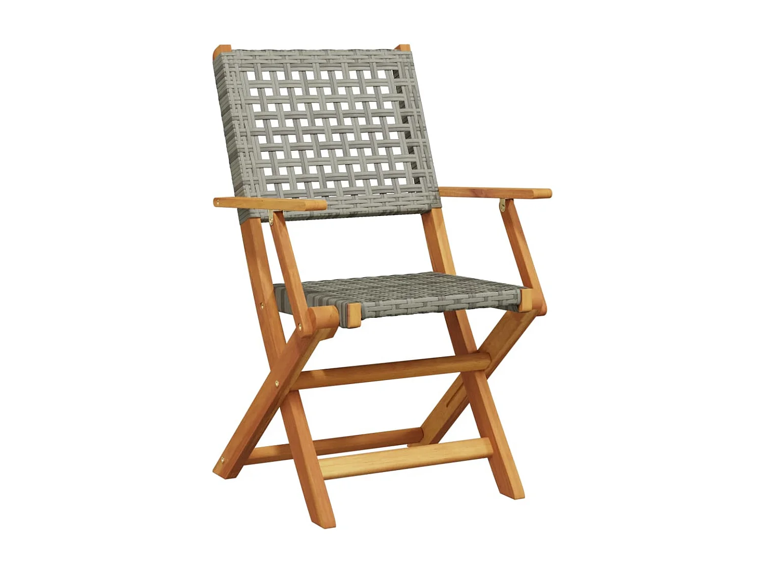 Juego de bistro de 3 piezas ratán PE y madera maciza gris