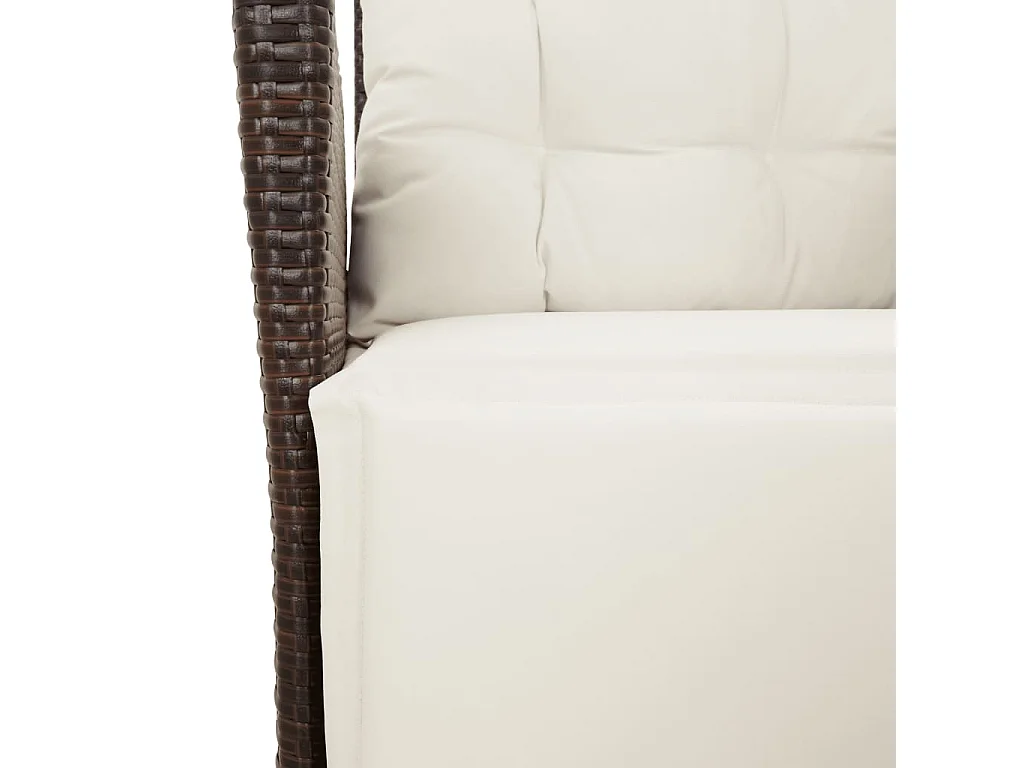 Set da Pranzo da Giardino 7pz con Cuscini in Polyrattan Marrone