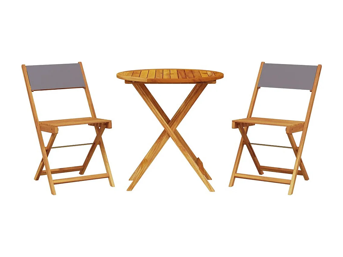 Juego de bistro de 3 piezas tela y madera maciza antracita