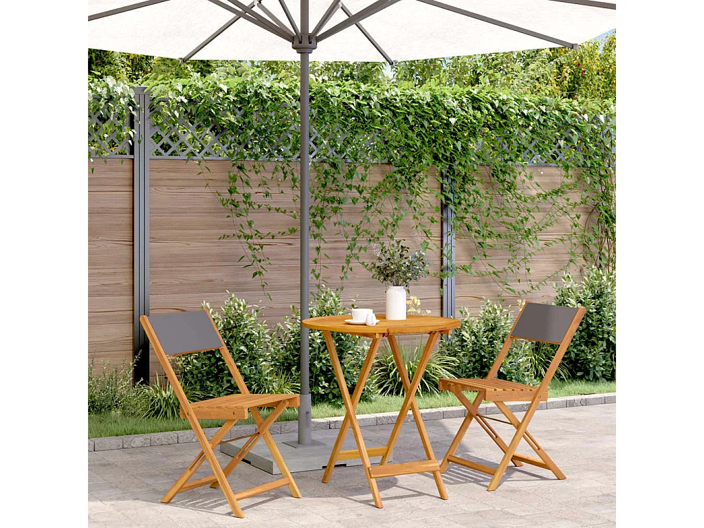 Ensemble de bistro 3 pcs anthracite tissu et bois massif