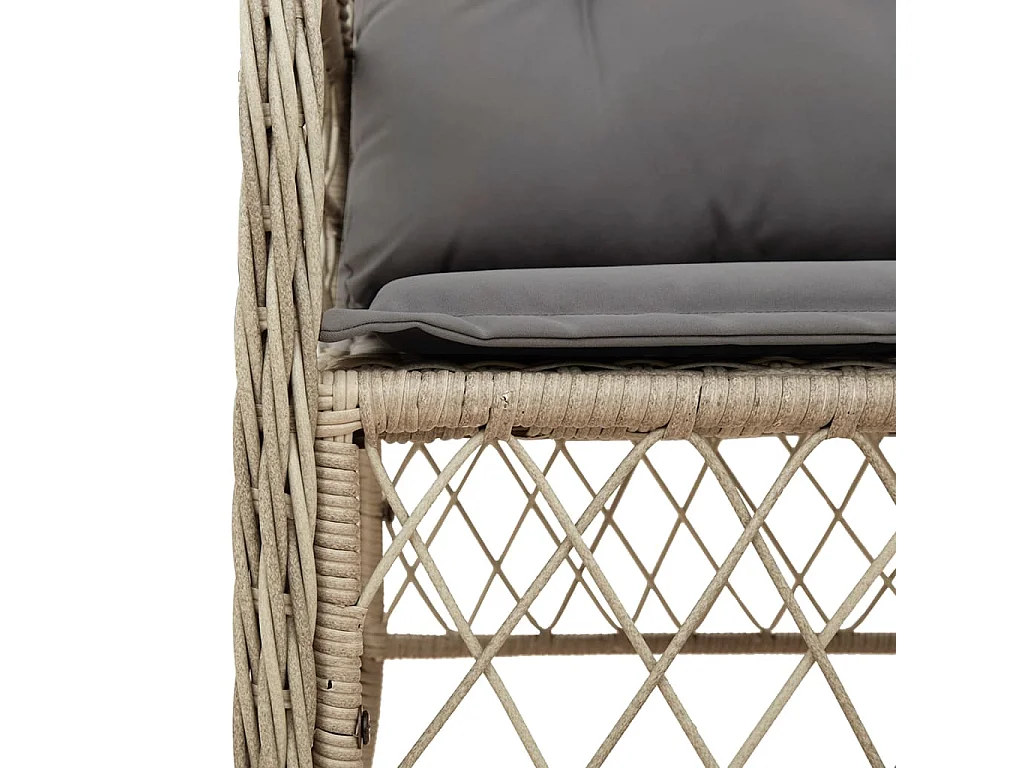 Set da Bistrò 3 pz con Cuscini Beige Misto in Polyrattan