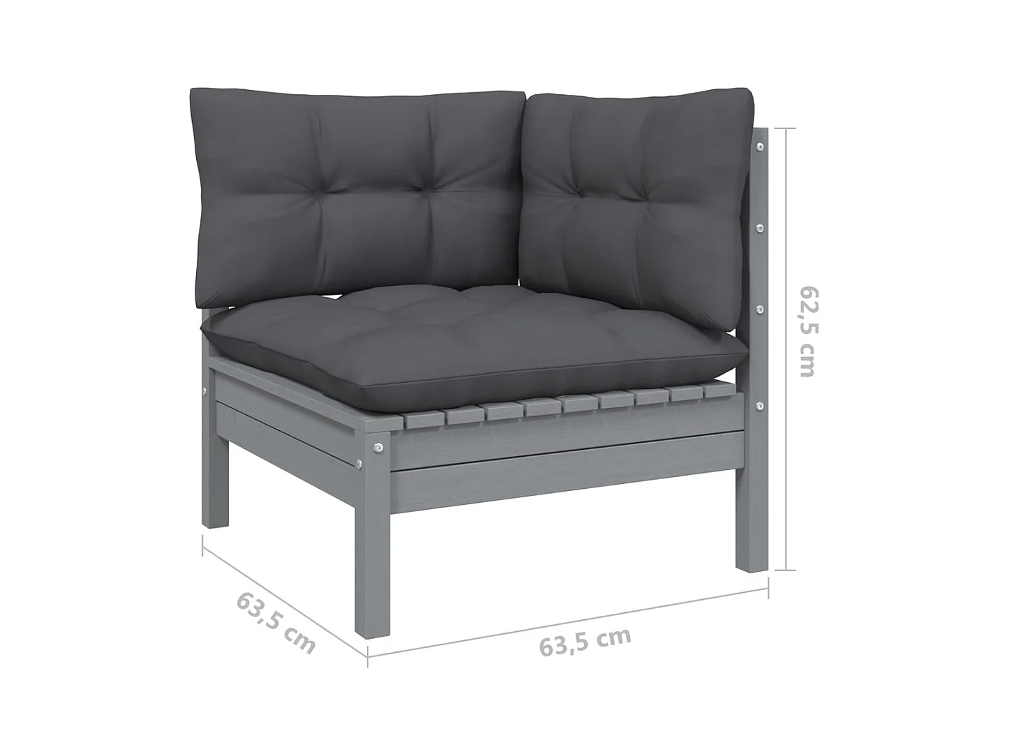 11-delige Loungeset met kussens grenenhout grijs