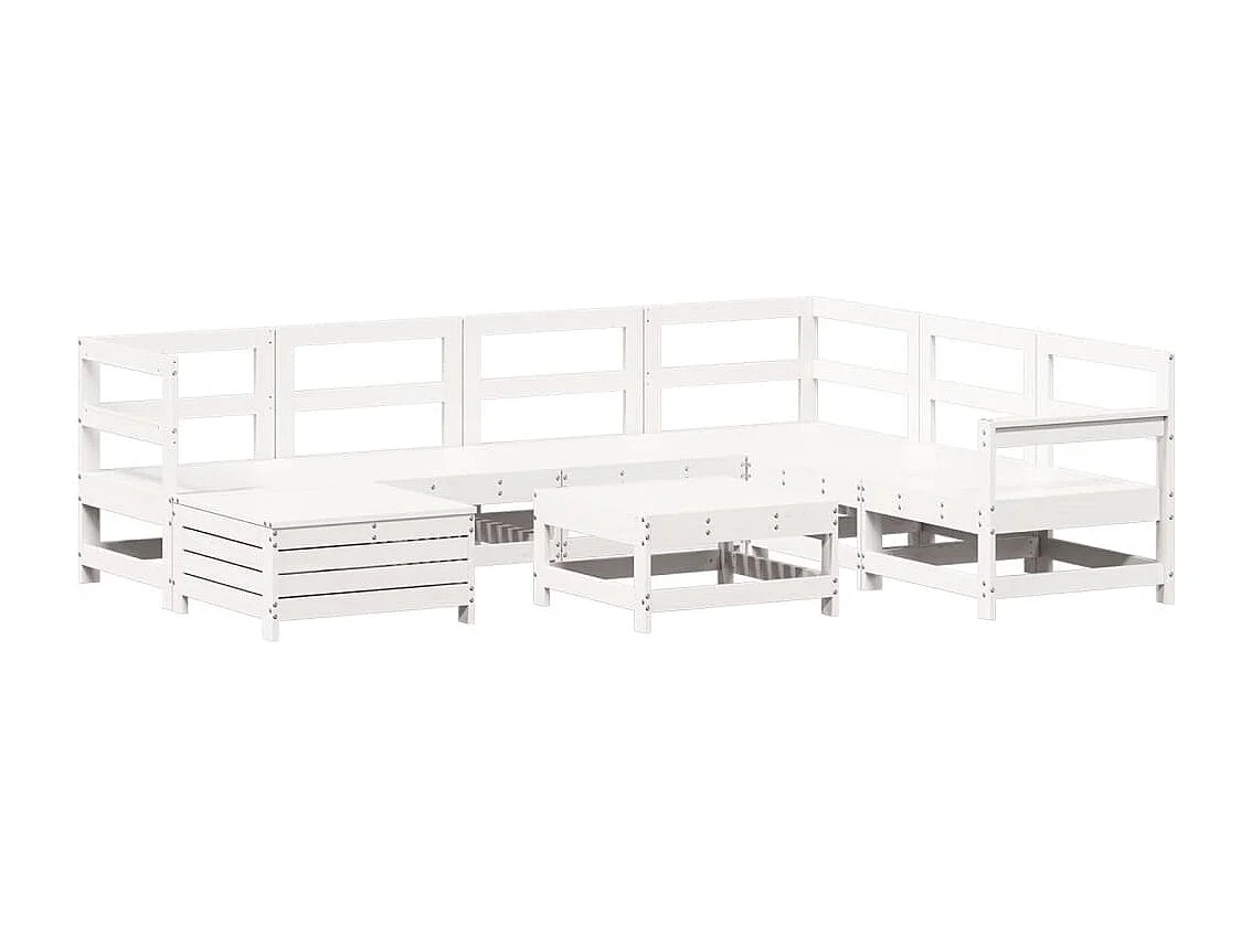 8 pcs conjunto sofás de jardim pinho maciço branco