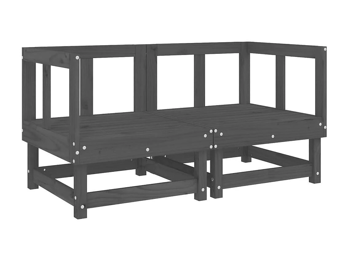 Salon de jardin 6 pcs Gris Bois de pin massif