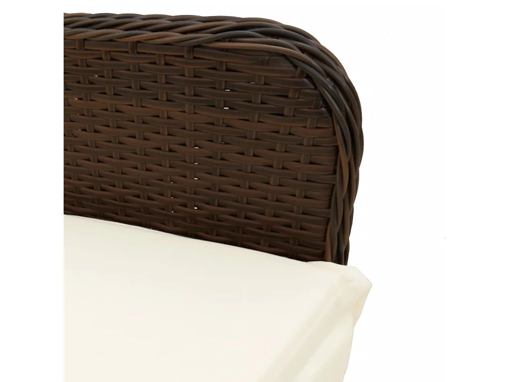 5 pcs conjunto bistrô p/ jardim c/ almofadões vime PE castanho