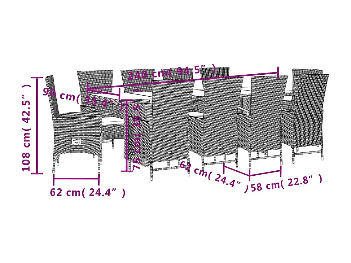 Ensemble à manger de jardin et coussins 11 pcs beige poly rotin