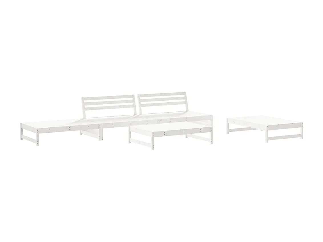Set Salotto da Giardino 6 pz Bianco in Legno Massello di Pino