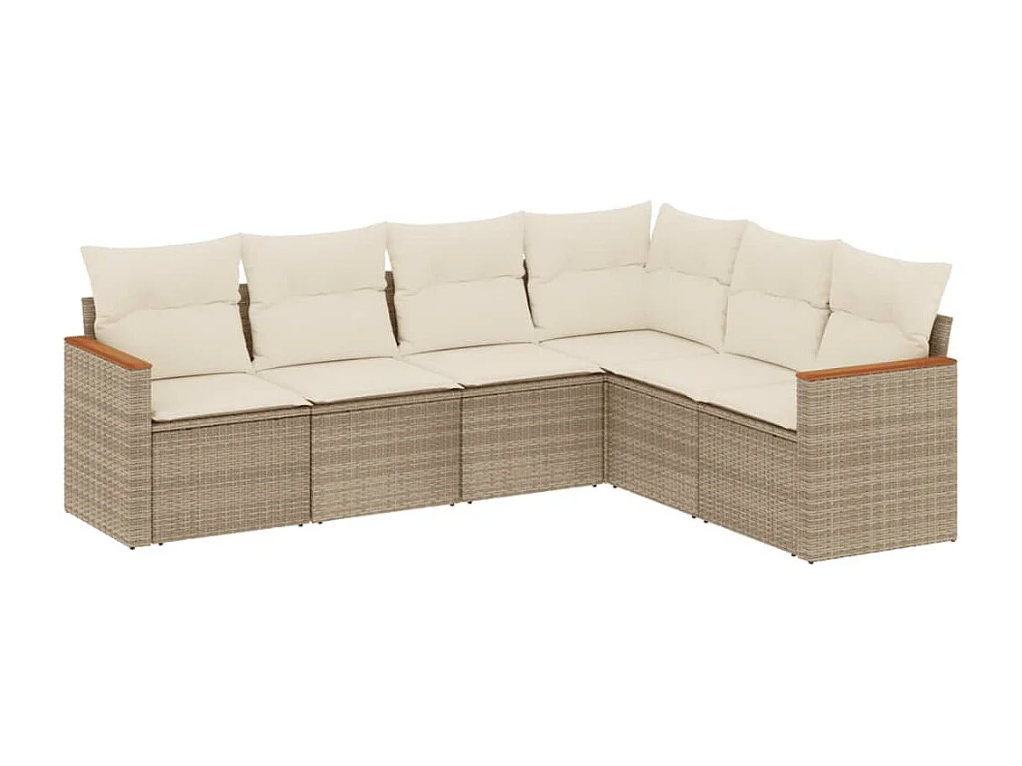 Salon de jardin avec coussins 6 pcs beige résine tressée