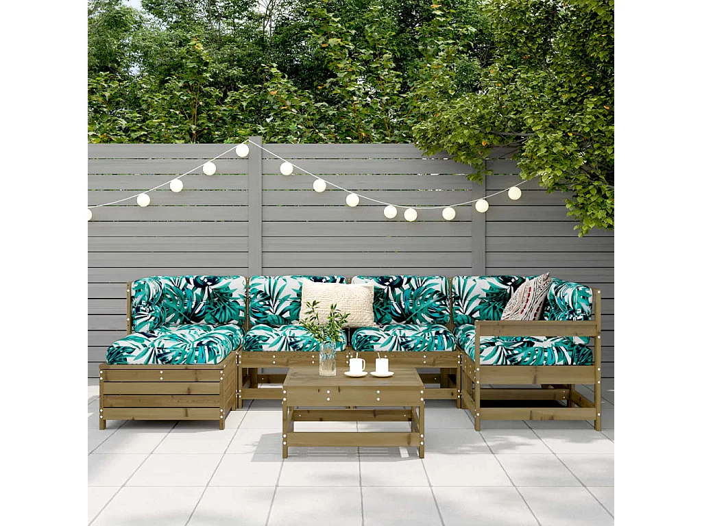 7-tlg. Garten-Sofagarnitur Kiefernholz Imprägniert