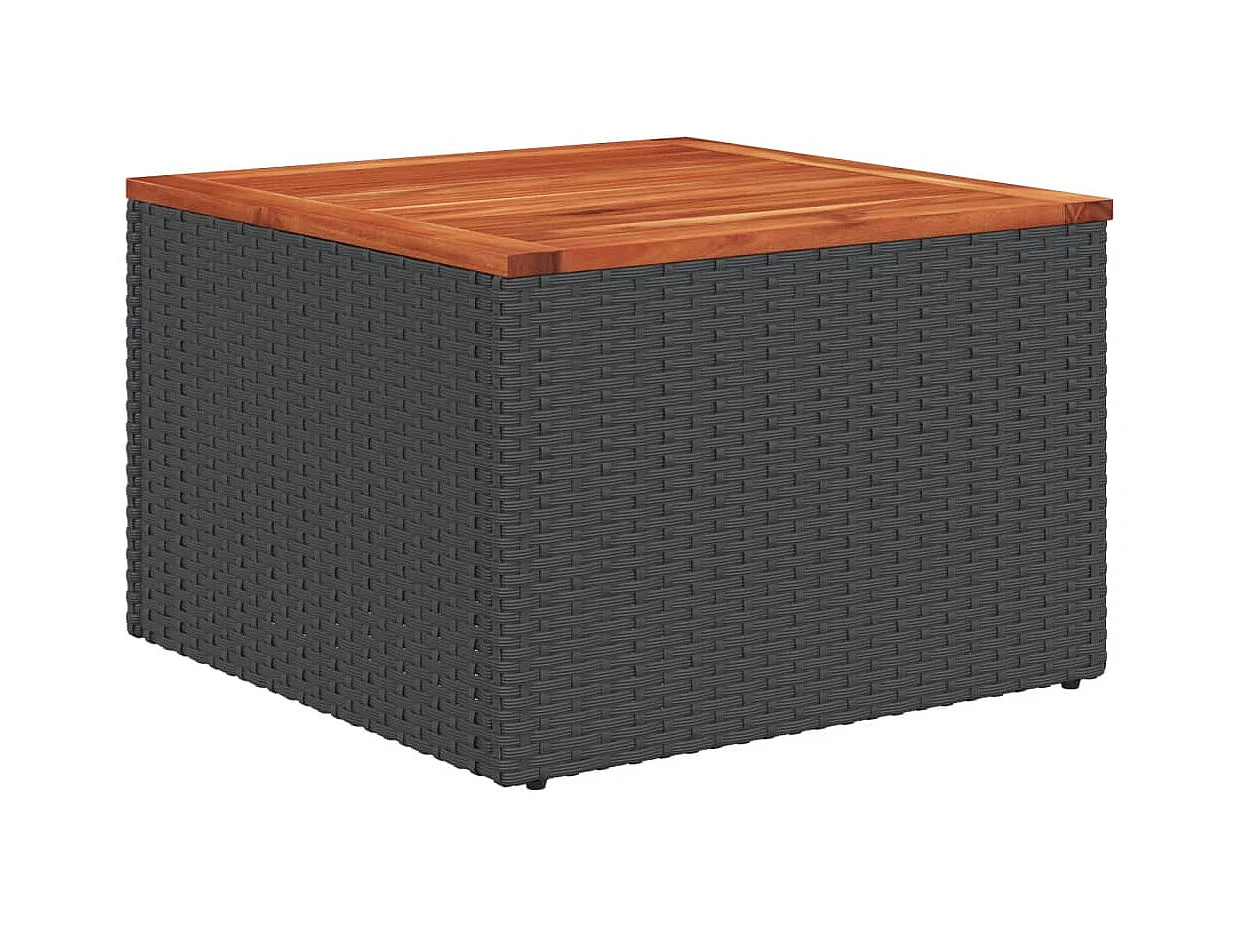 7-delige Loungeset met kussens poly rattan zwart