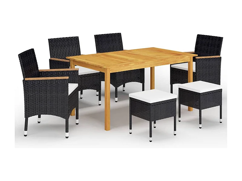 Ensemble à manger de jardin 7 pcs Noir